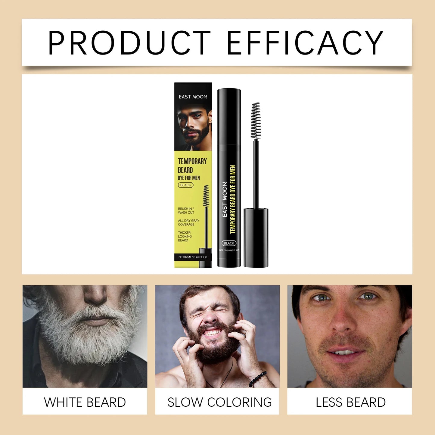 Natural Black Beard Dye for Men Male Moustache