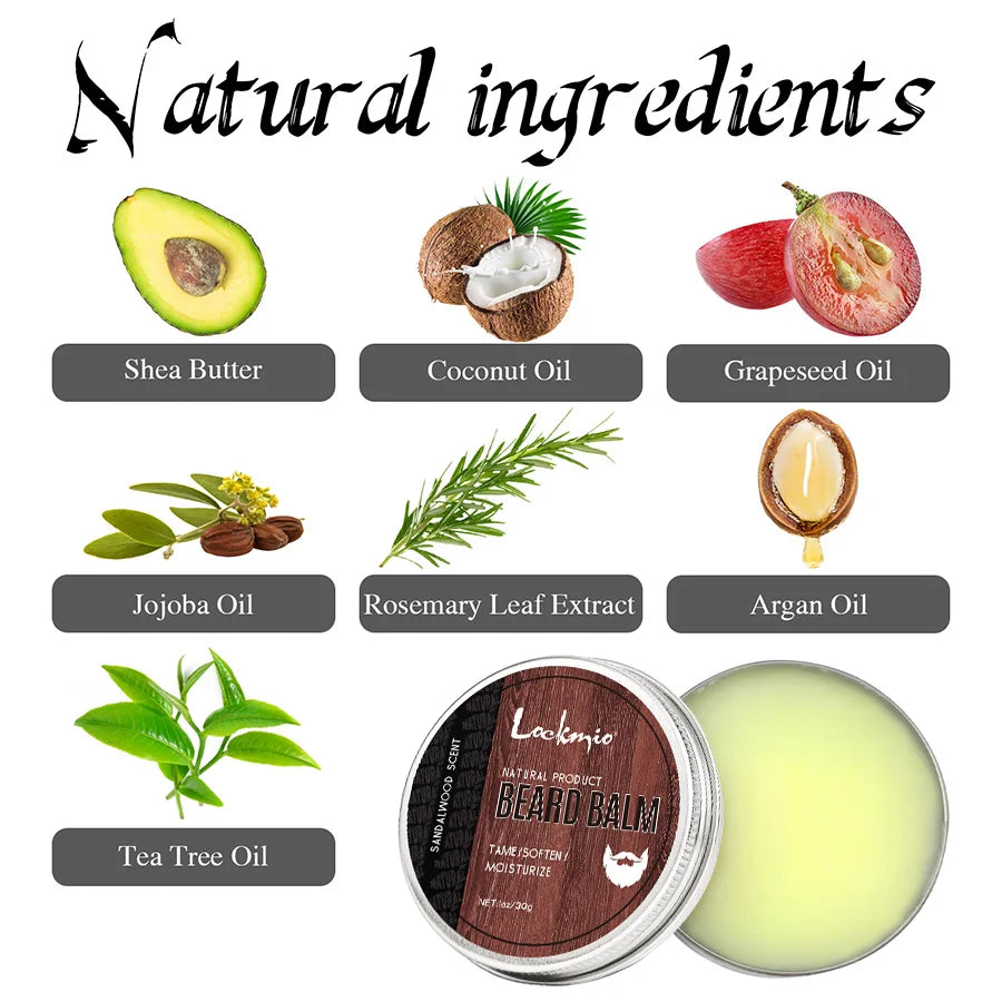 Men's Beard Balm Sandalwood Scent Facial Hair Moisturizing
