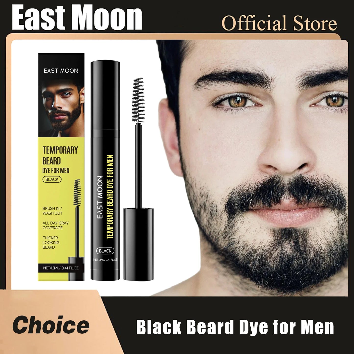 Natural Black Beard Dye for Men Male Moustache