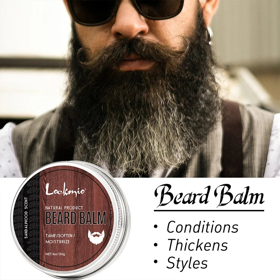Men's Beard Balm Sandalwood Scent Facial Hair Moisturizing