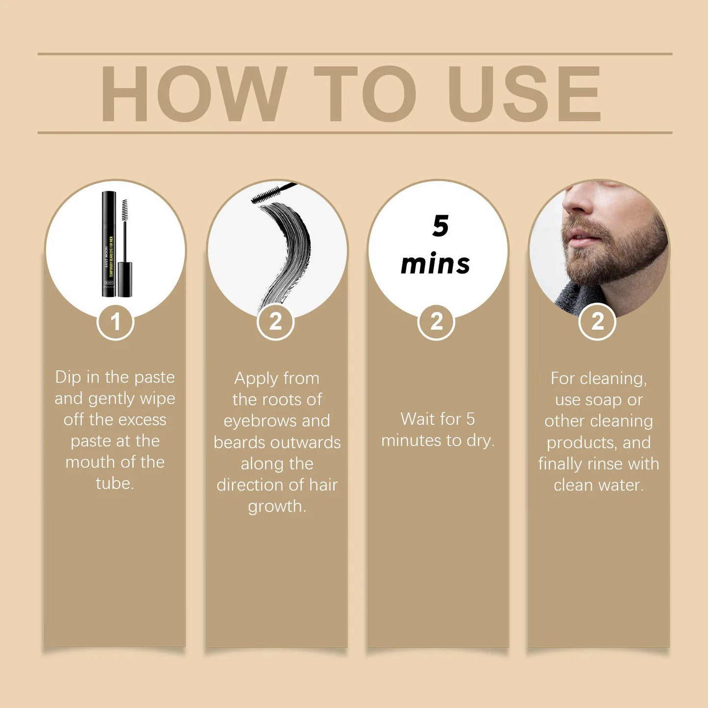 Natural Black Beard Dye for Men Male Moustache